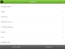 Tablet Screenshot of help.yoyogames.com